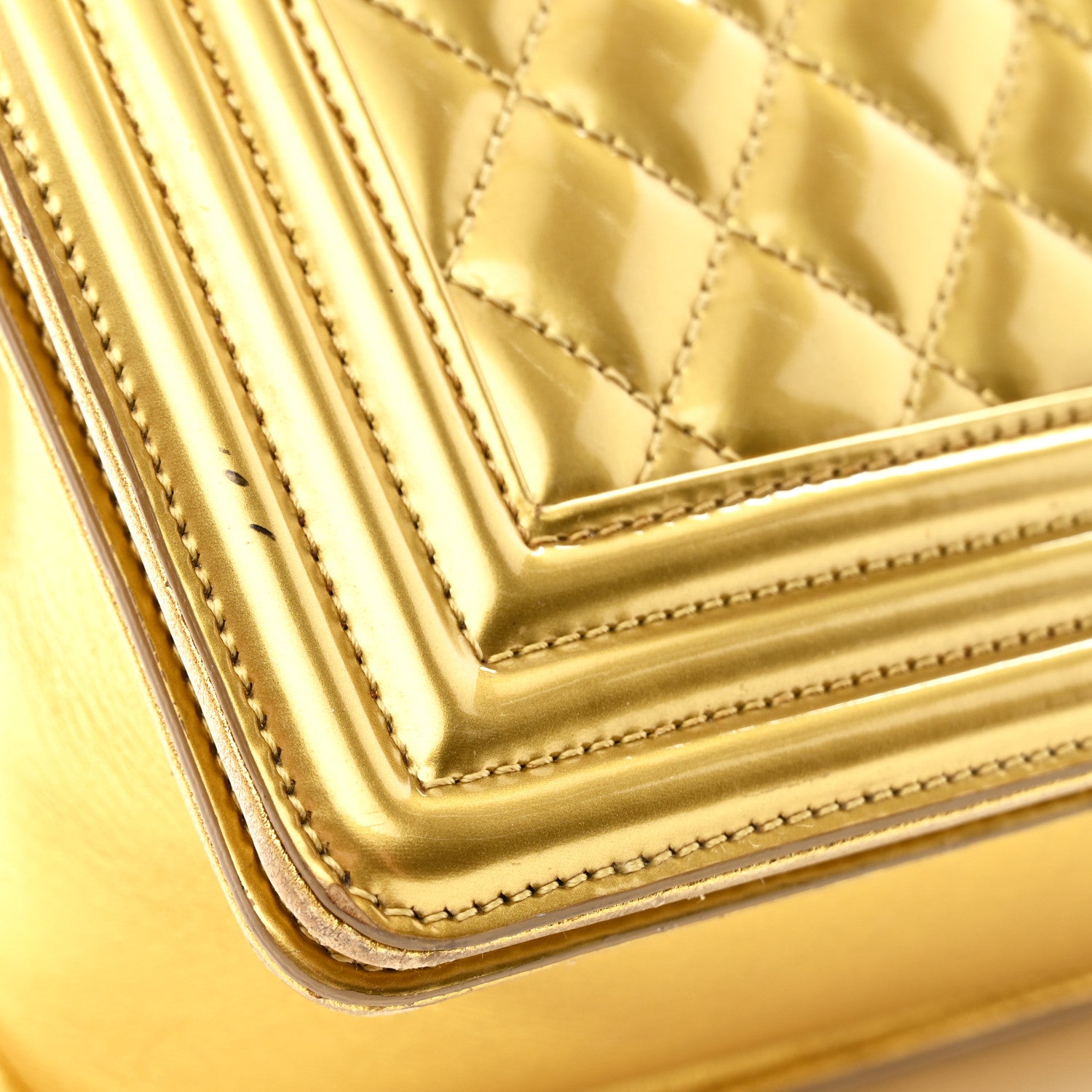 Chanel Metallic Patent Calfskin Quilted Medium Boy Flap Gold 11 of 15