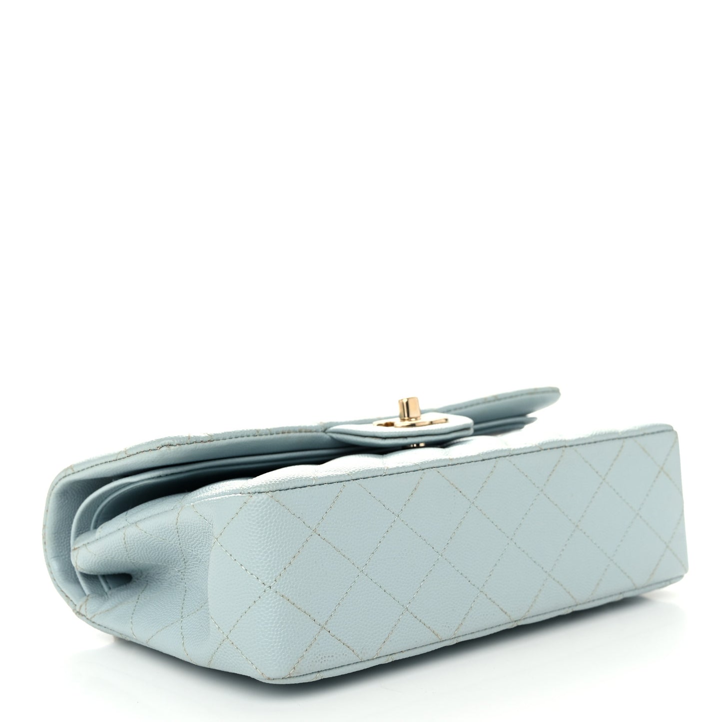 Caviar Quilted Small Double Flap Light Blue