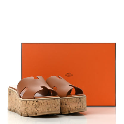Hermes Calfskin Cork Eze 30 Sandals 36 Marron Glaise 9 of 9