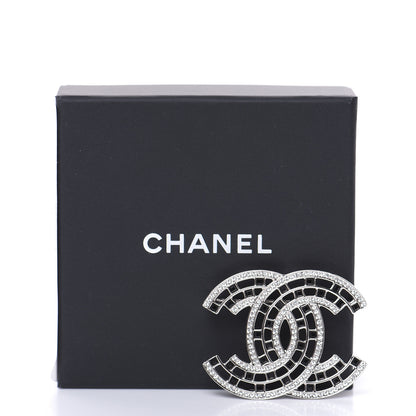 Chanel Baguette Crystal CC Brooch Silver Black 5 of 5