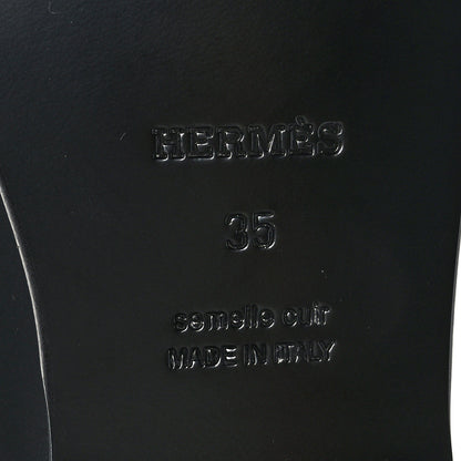 Hermes Toile Calfskin Fray Womens Destin Loafer 35 Black Prunoir 8 of 9