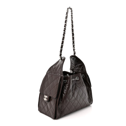 Chanel Shiny Crumpled Calfskin Quilted Small Chanel 25 Handbag Dark Brown 2 of 9