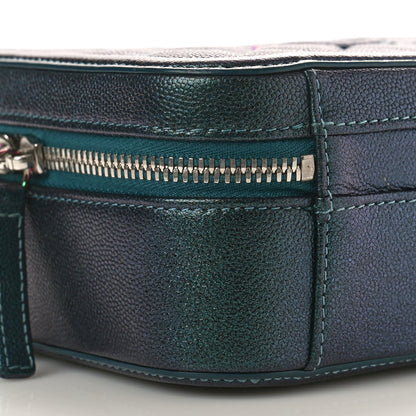 Chanel Iridescent Caviar Quilted Medium CC Filigree Vanity Case Dark Turquoise 10 of 13