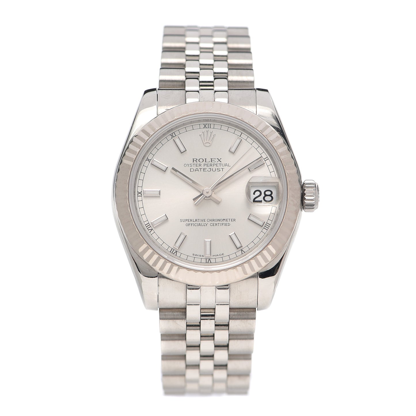 Stainless Steel 18K White Gold 31mm Oyster Perpetual Datejust Watch Silver 178274