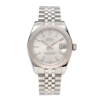 Rolex Stainless Steel 18K White Gold 31mm Oyster Perpetual Datejust Watch Silver 178274 1 of 6