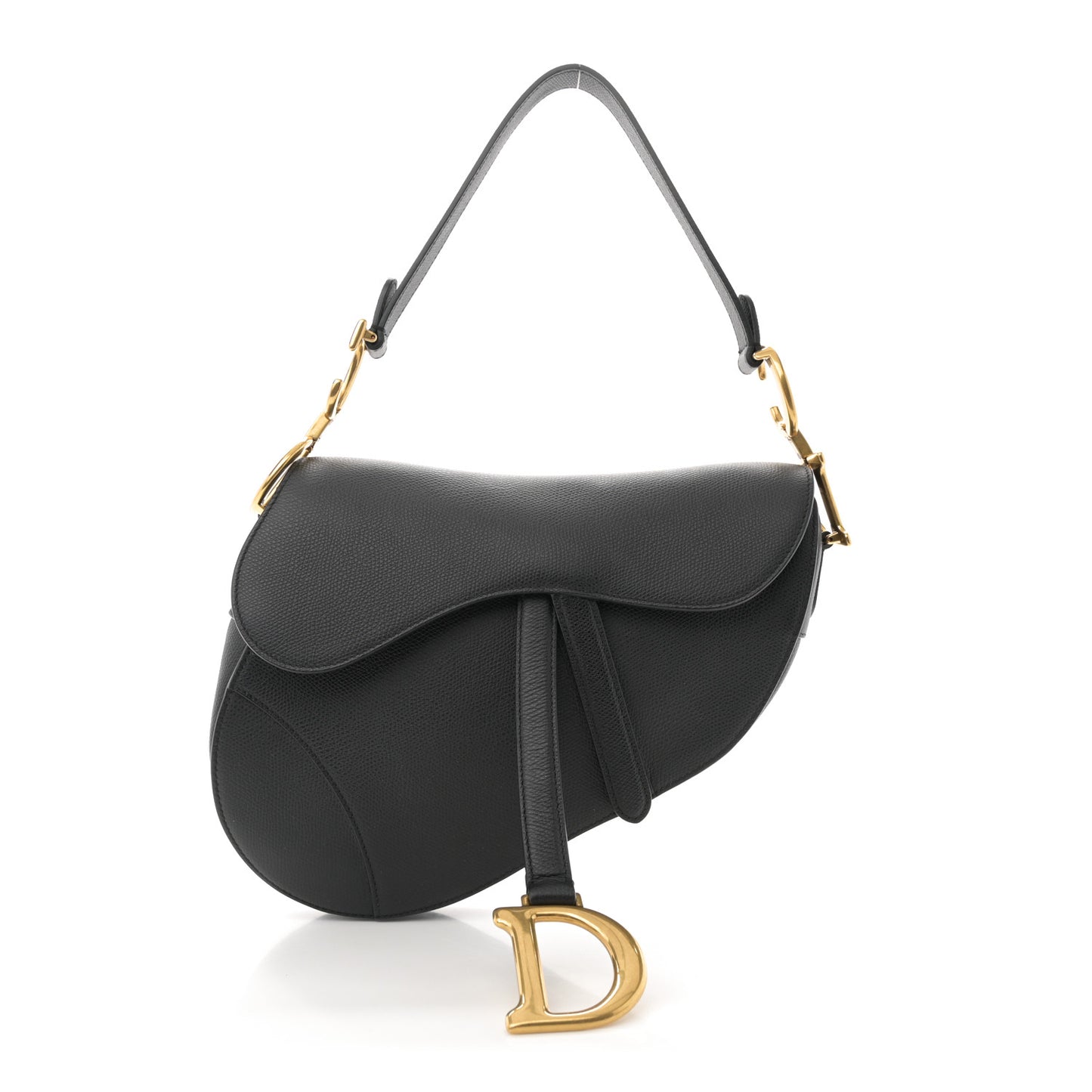 Grained Calfskin Saddle Bag Black