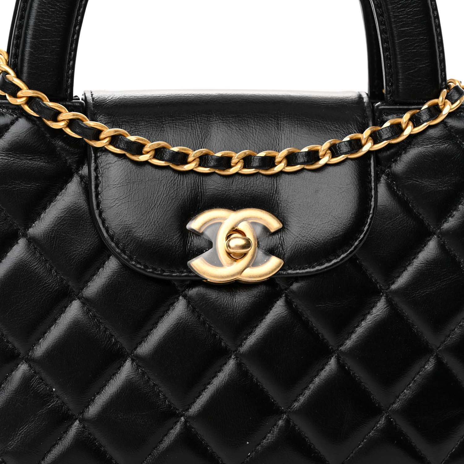 Chanel Shiny Aged Calfskin Quilted Nano Kelly Shopper Black 9 of 10