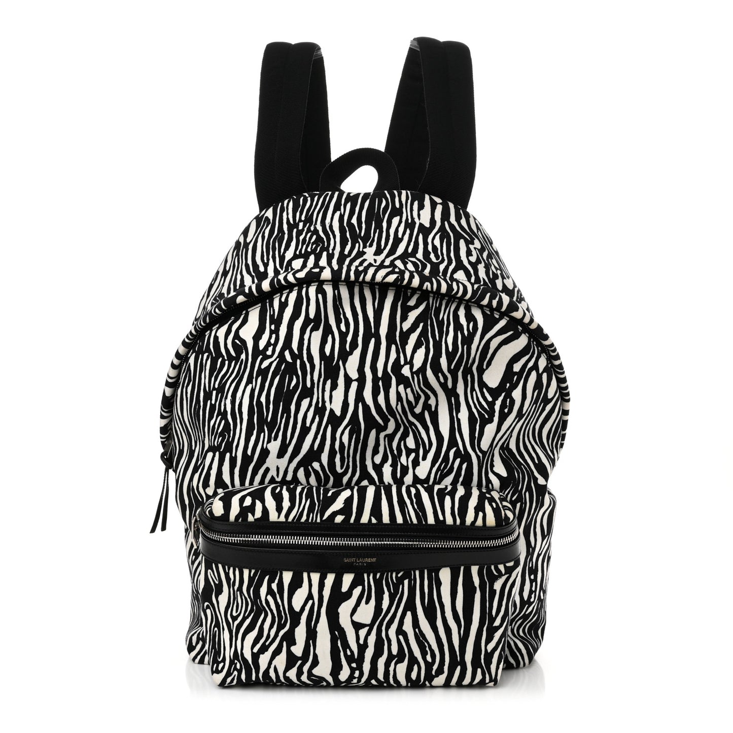 Canvas Zebra Print City Backpack Black White
