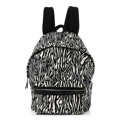 Saint Laurent Canvas Zebra Print City Backpack Black White 1 of 10