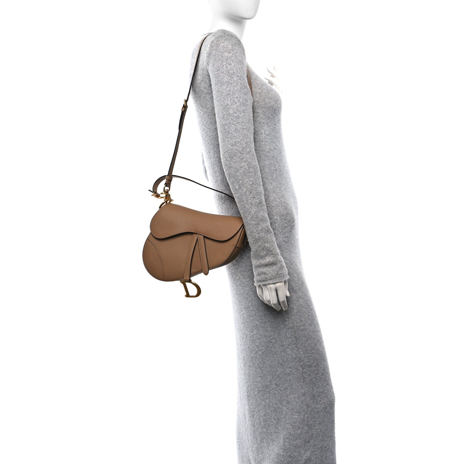 Christian Dior Grained Calfskin Saddle Bag Light Brown 2 of 11