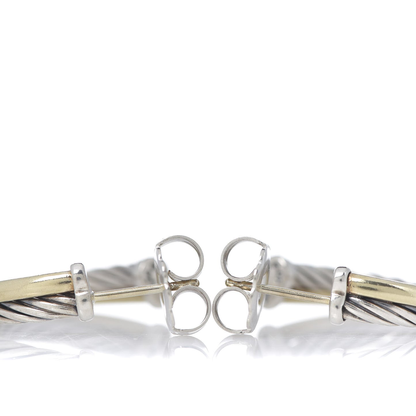 Sterling Silver 18K Yellow Gold 23mm Crossover Cable Hoop Earrings