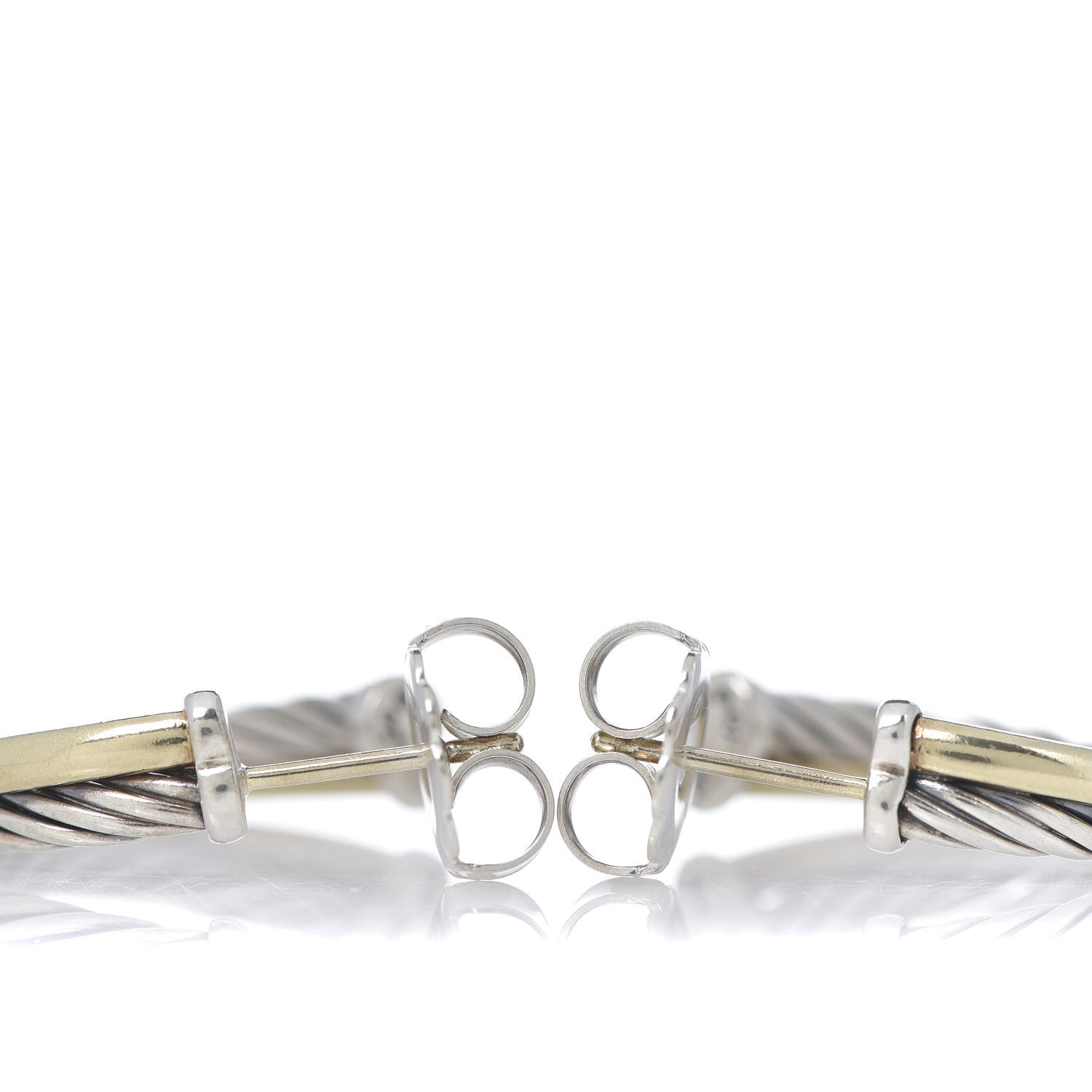 David Yurman Sterling Silver 18K Yellow Gold 23mm Crossover Cable Hoop Earrings 3 of 5
