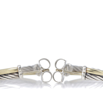 David Yurman Sterling Silver 18K Yellow Gold 23mm Crossover Cable Hoop Earrings 3 of 5