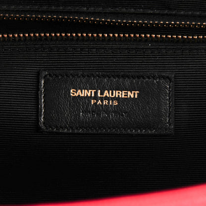 Saint Laurent Grain De Poudre Matelasse Chevron Large Monogram Satchel Lipstick Red 6 of 8