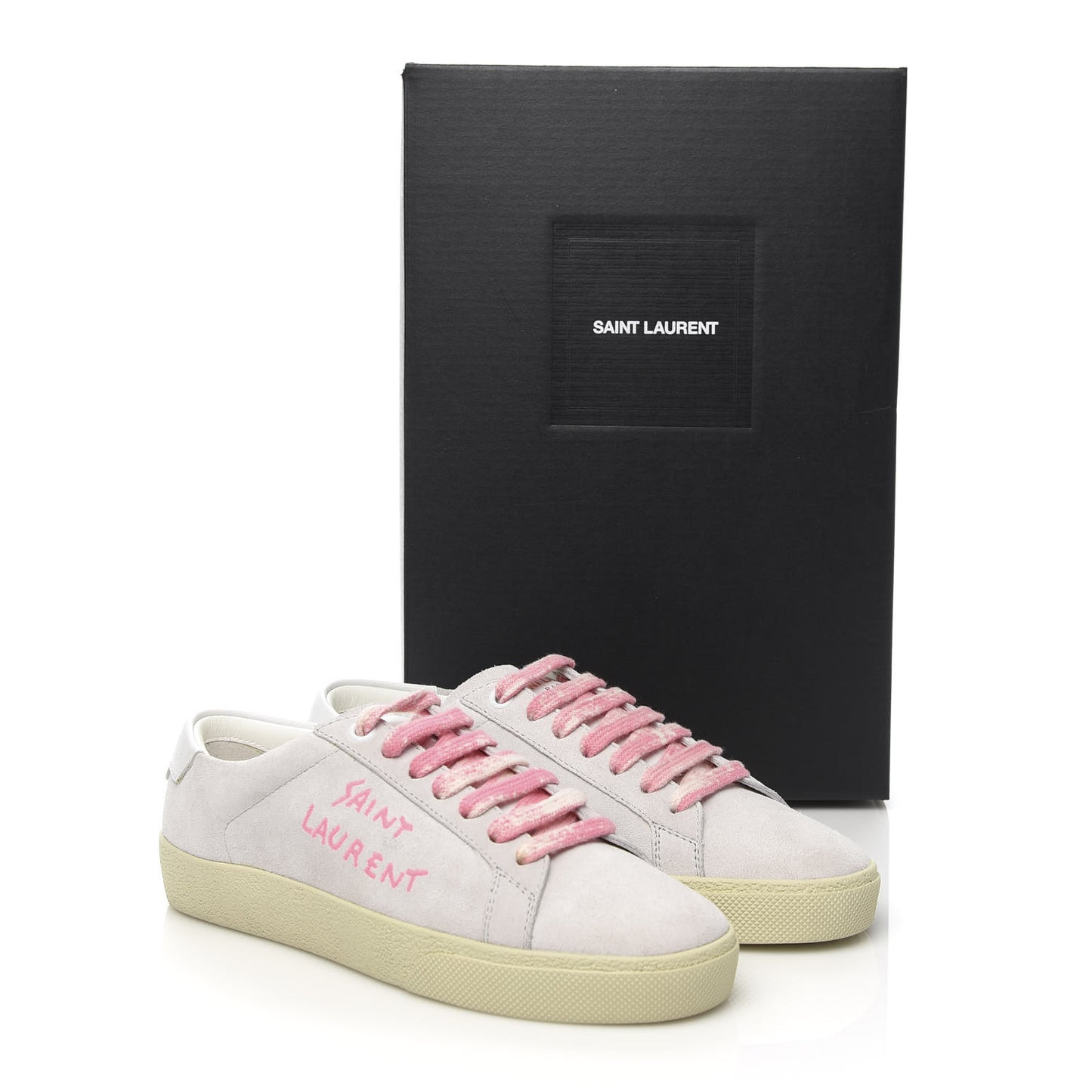 Distressed Suede Court Classic Sneakers 35 White Pink