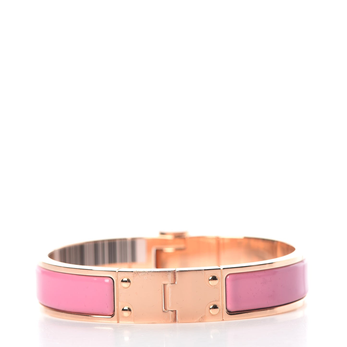 Enamel Charniere Uni Narrow Hinged Bracelet S Rose Flamingo
