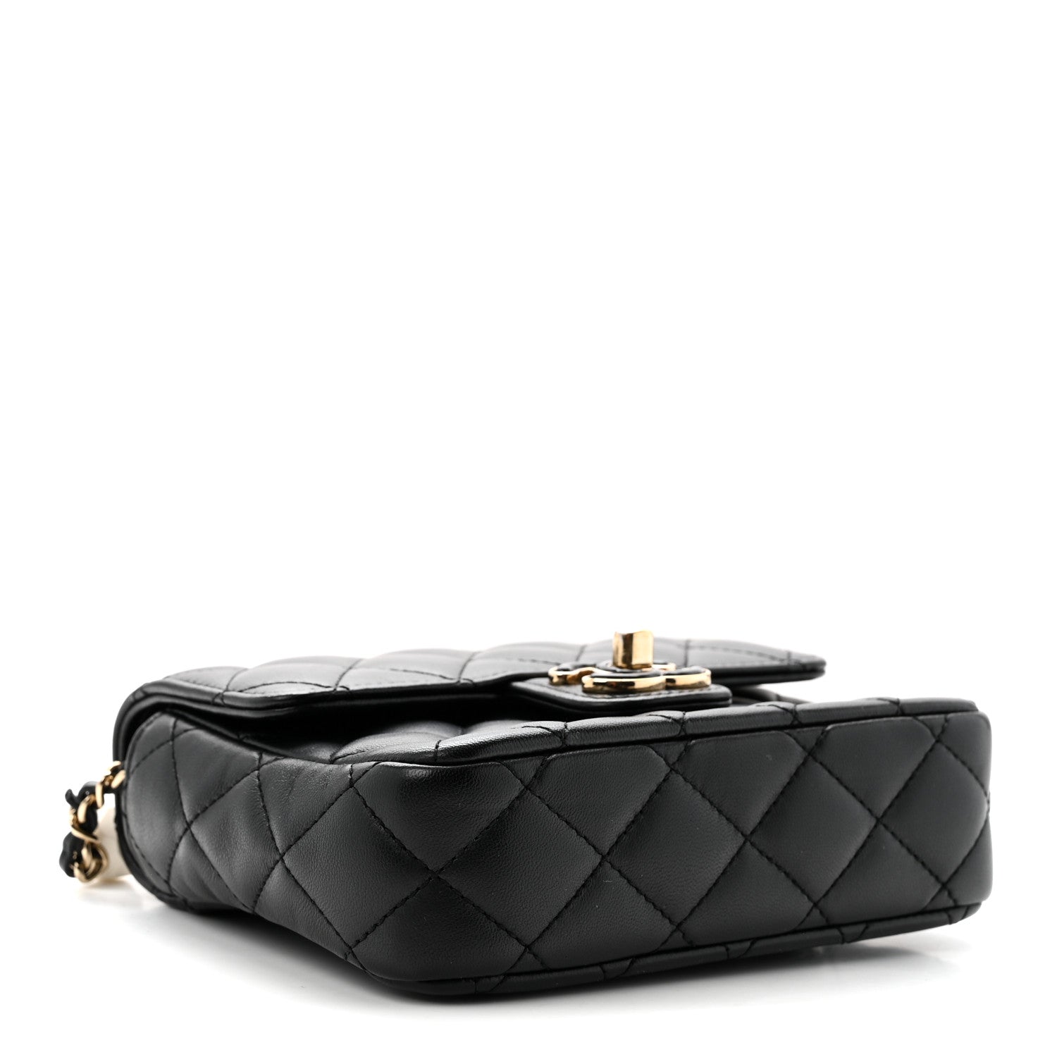 Chanel Lambskin Resin Quilted Mini Heart Square Flap Black 3 of 9