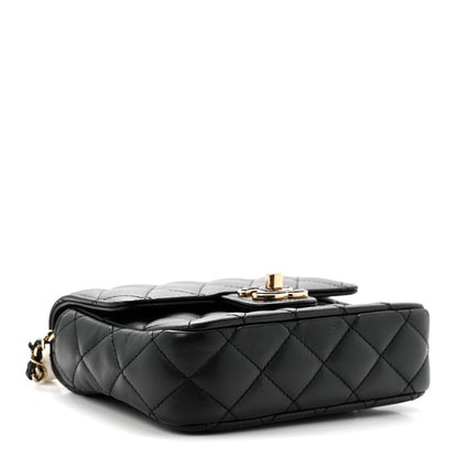 Chanel Lambskin Resin Quilted Mini Heart Square Flap Black 3 of 9