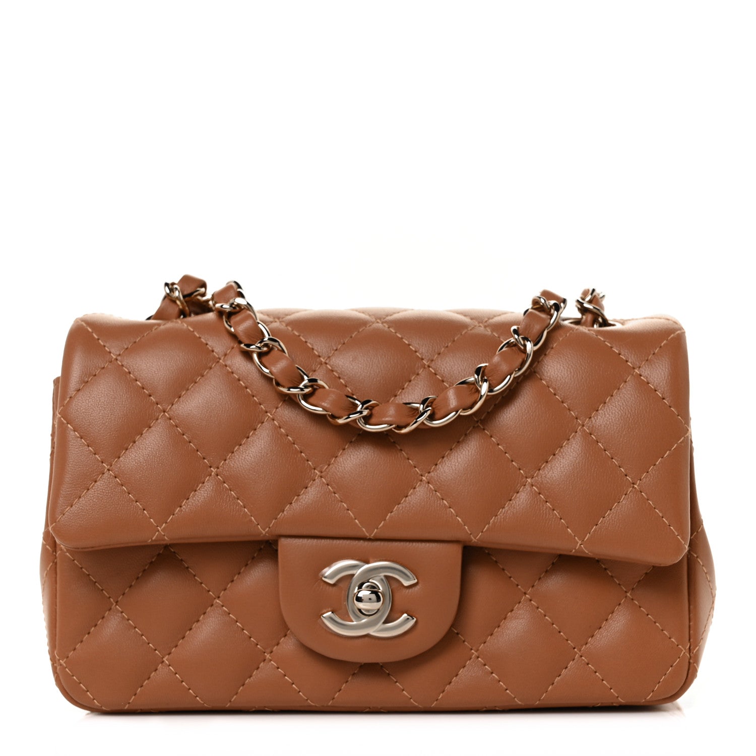 Chanel Lambskin Quilted Mini Rectangular Flap Brown 1 of 8