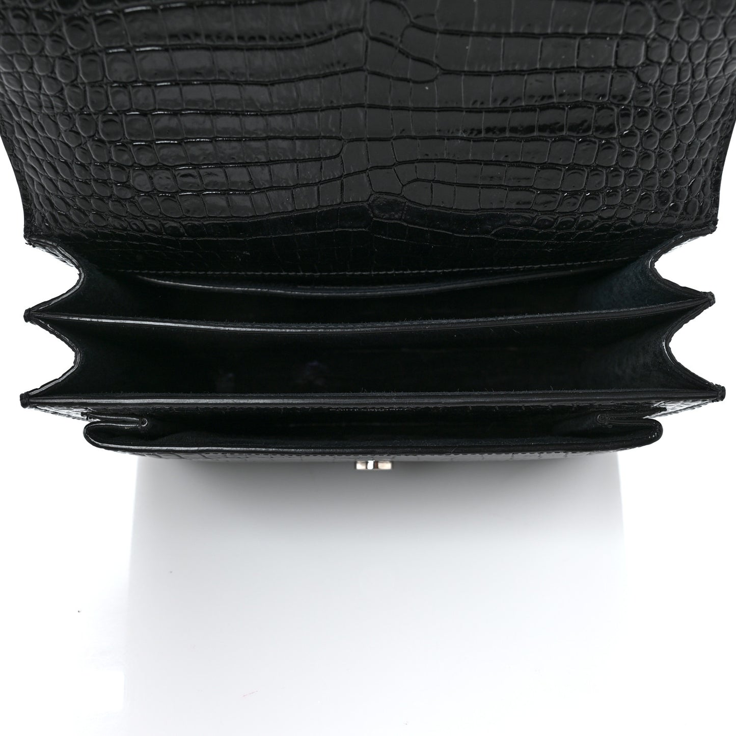 Calfskin Crocodile Embossed Medium Monogram Sunset Black