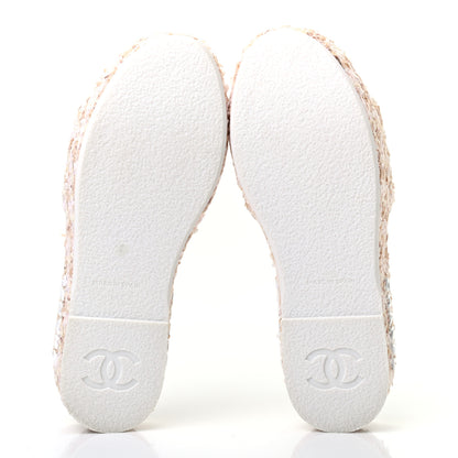 Chanel Tweed CC Platform Mule Sandal 35 Beige Pink 5 of 8