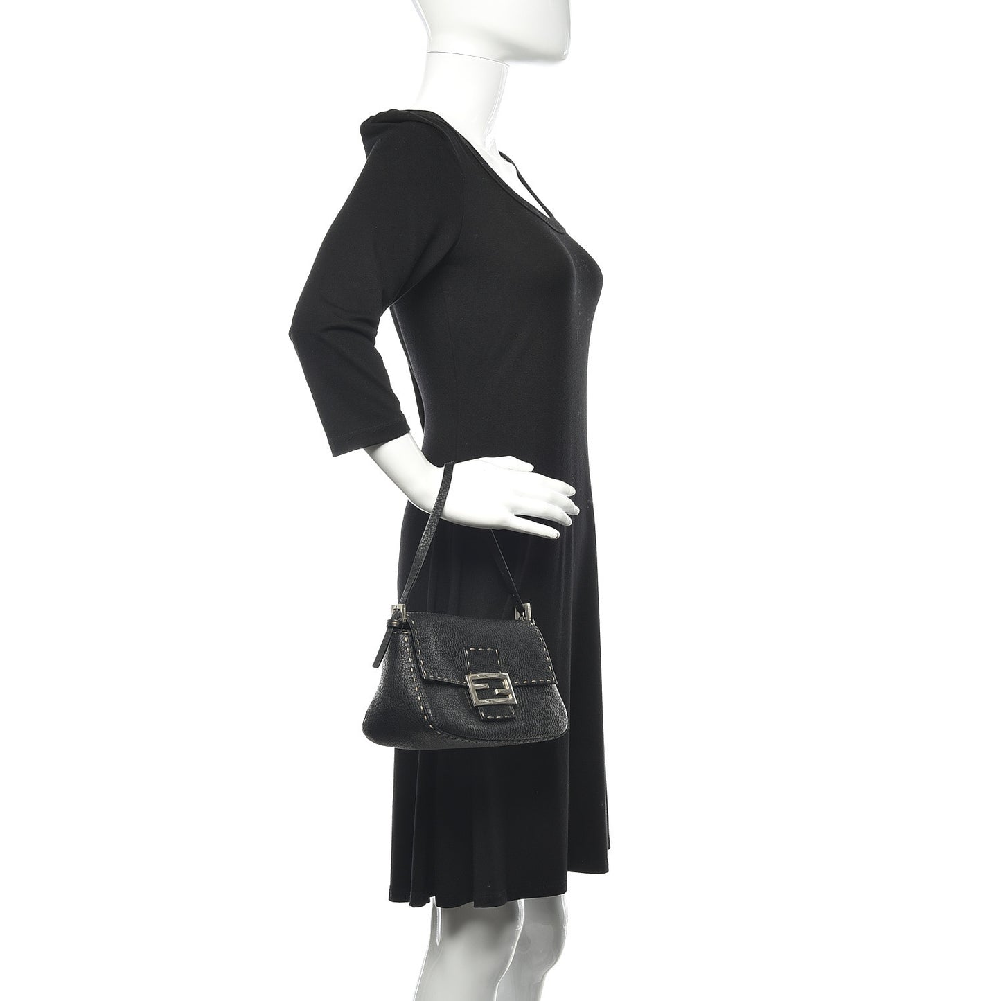 Calfskin Romano Selleria Baguette Black