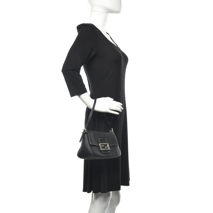 Fendi Calfskin Romano Selleria Baguette Black 2 of 11