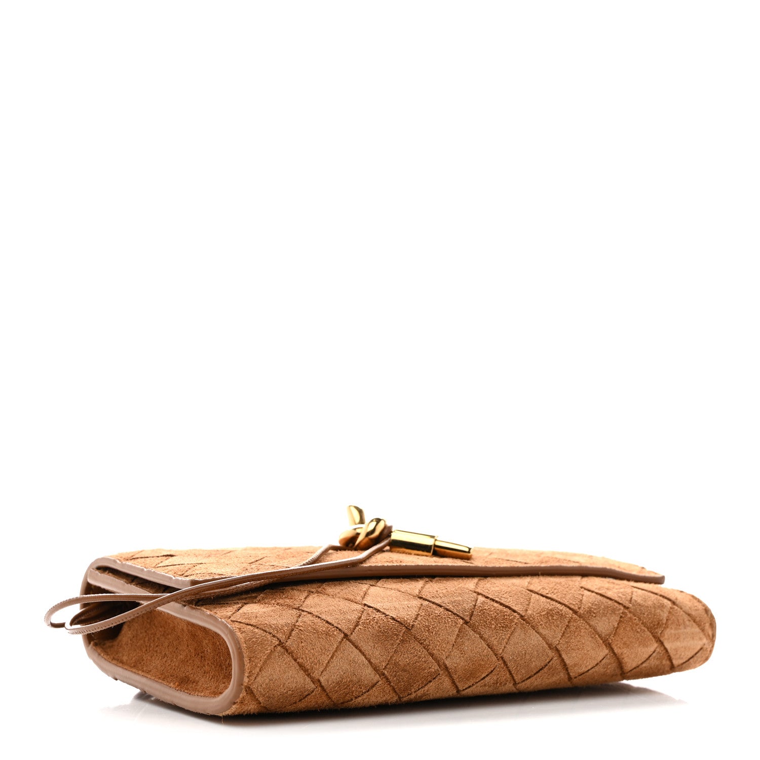 Bottega Veneta Suede Intrecciato Andiamo Pouch On Strap Amber 4 of 11