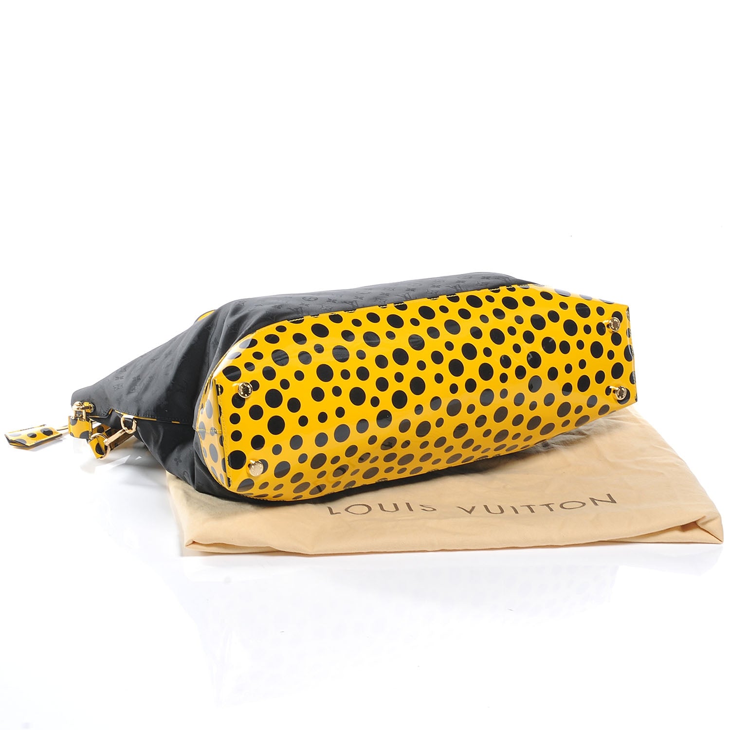 Louis Vuitton Nylon Monogram Kusama Infinity Dots Lockit GM Black Yellow 4 of 7