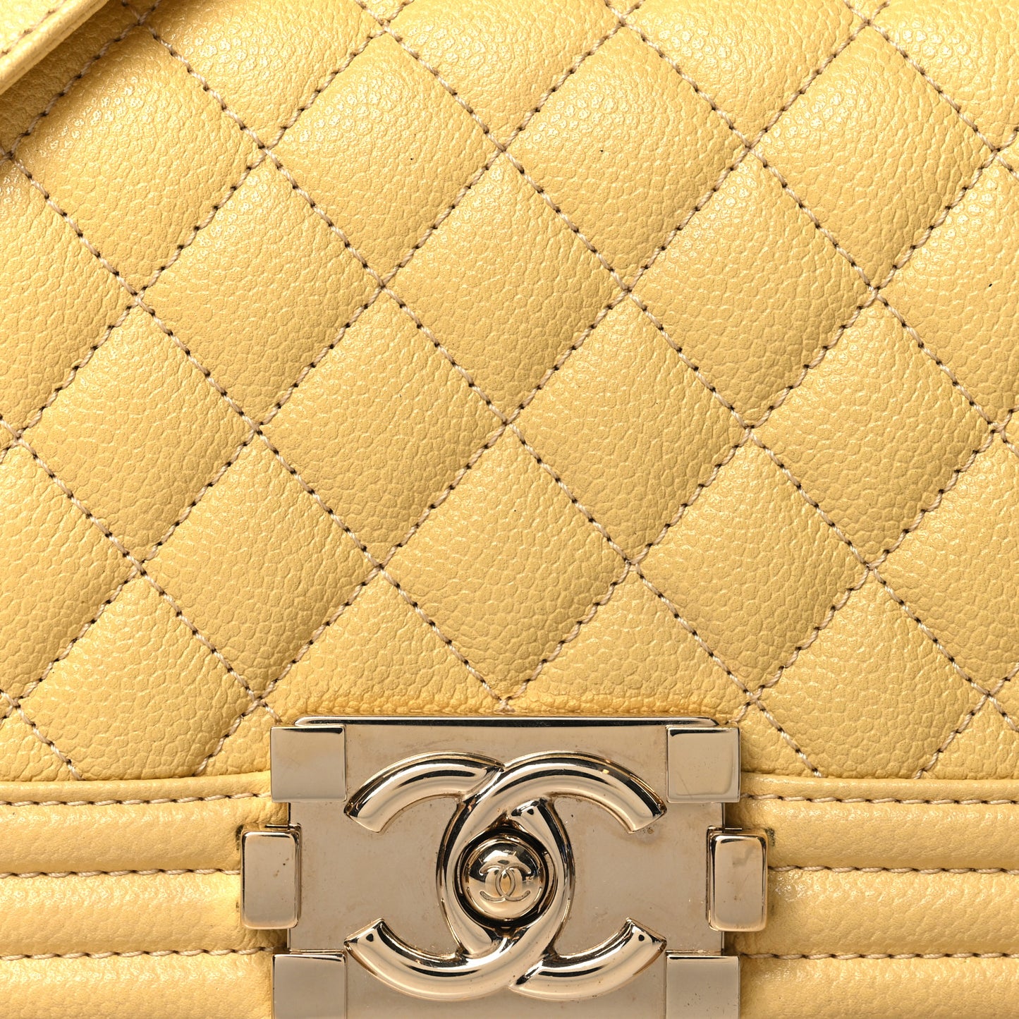 Caviar Quilted Small Boy Flap Yellow