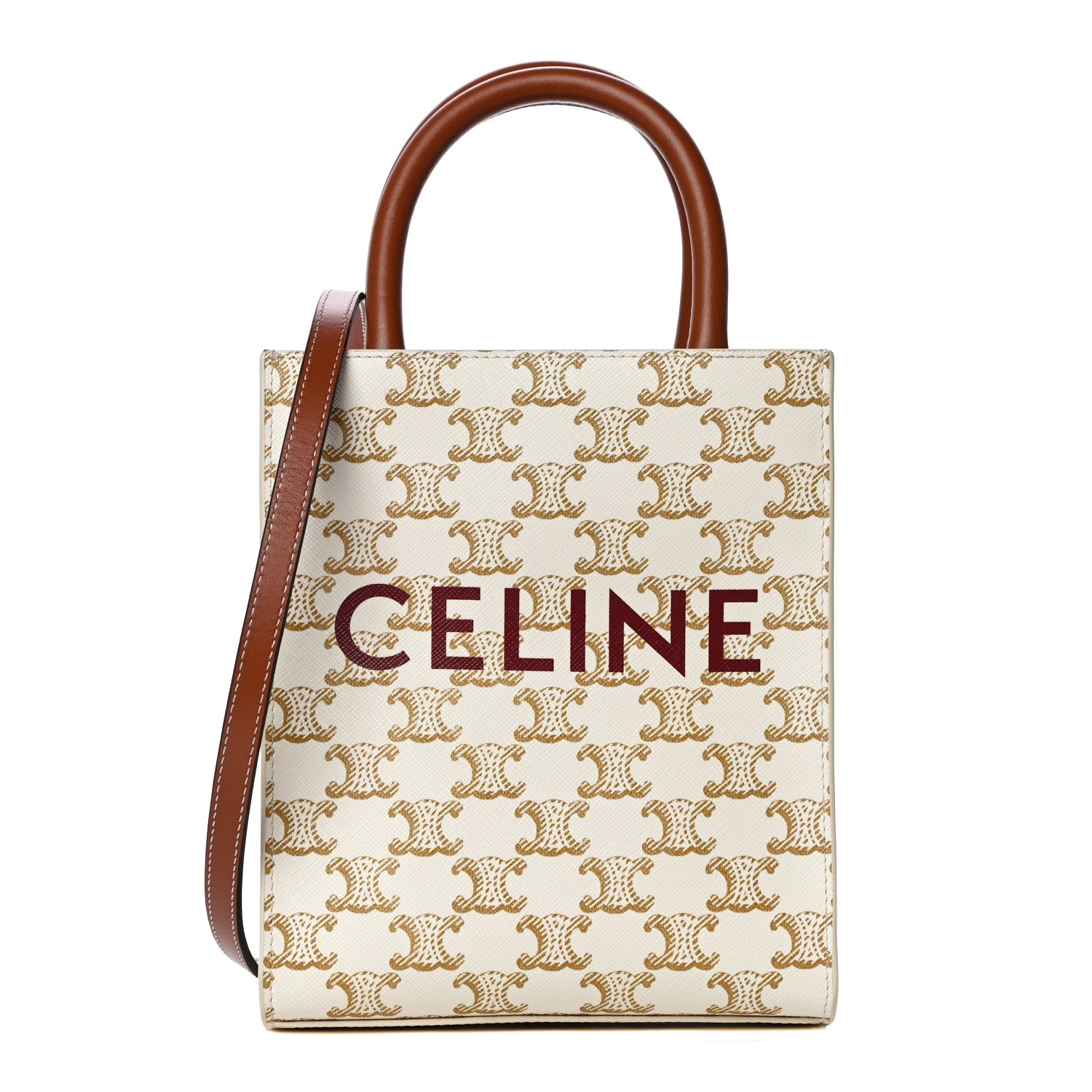 Celine Triomphe Canvas Calfskin Mini Vertical Cabas White 1 of 9