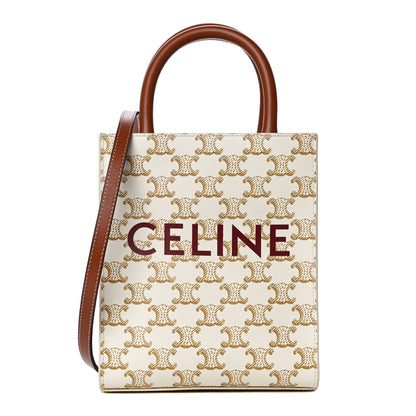Celine Triomphe Canvas Calfskin Mini Vertical Cabas White 1 of 9
