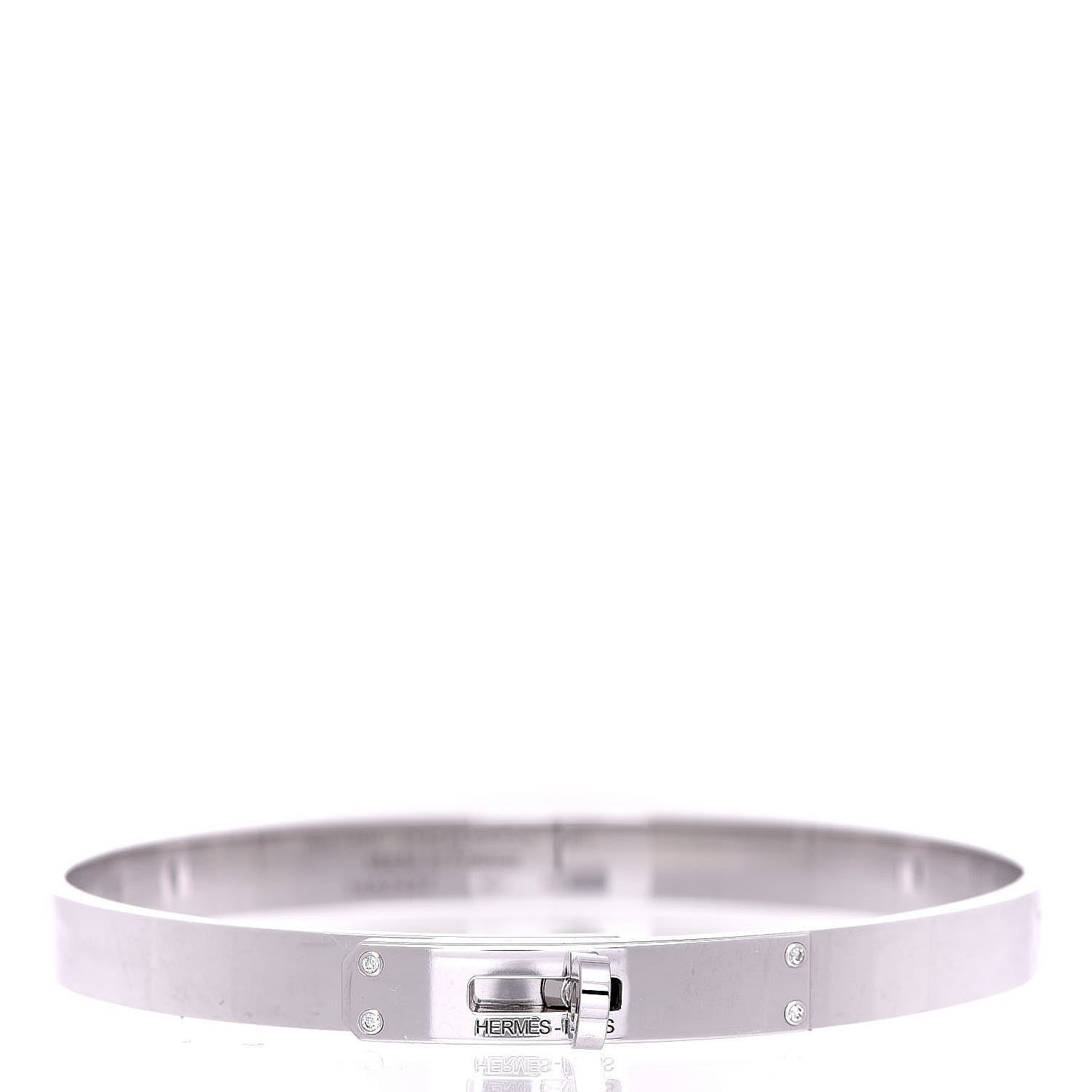 Hermes 18K White Gold Diamond PM Kelly Bracelet SH 1 of 5
