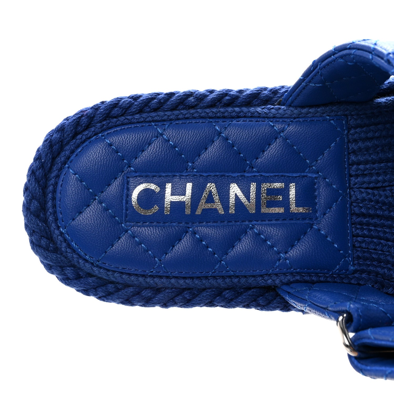 Chanel Cord Lambskin Quilted Logo Sandals 38 Blue 15 of 20