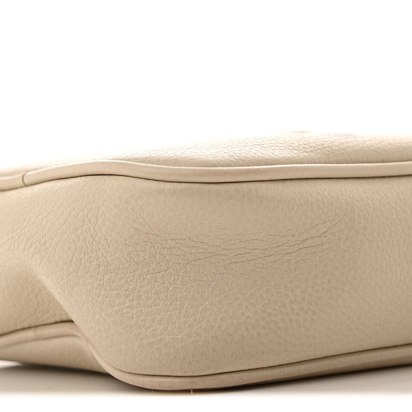 Grained Calfskin Mini Logo Messenger Bag White