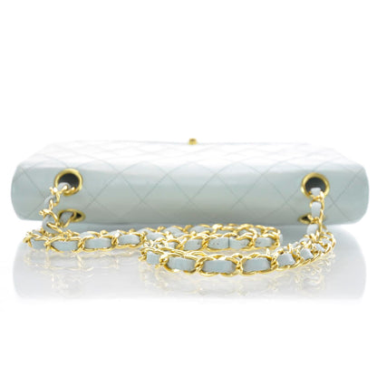 Chanel Lambskin Quilted Medium Double Flap Light Blue 5 of 10