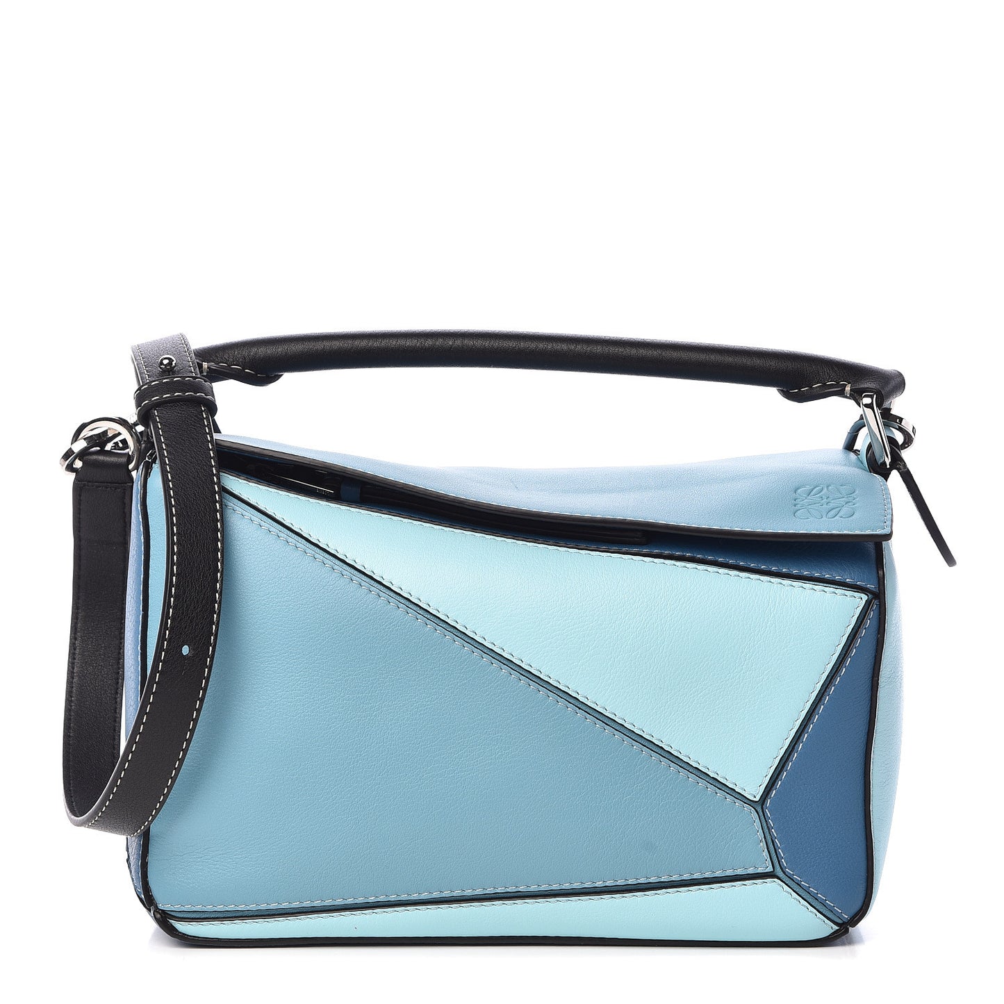 Calfskin Small Puzzle Bag Light Blue Aqua