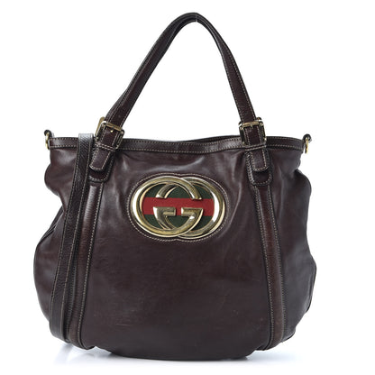 Gucci Calfskin Medium Britt Tote Dark Brown 1 of 14