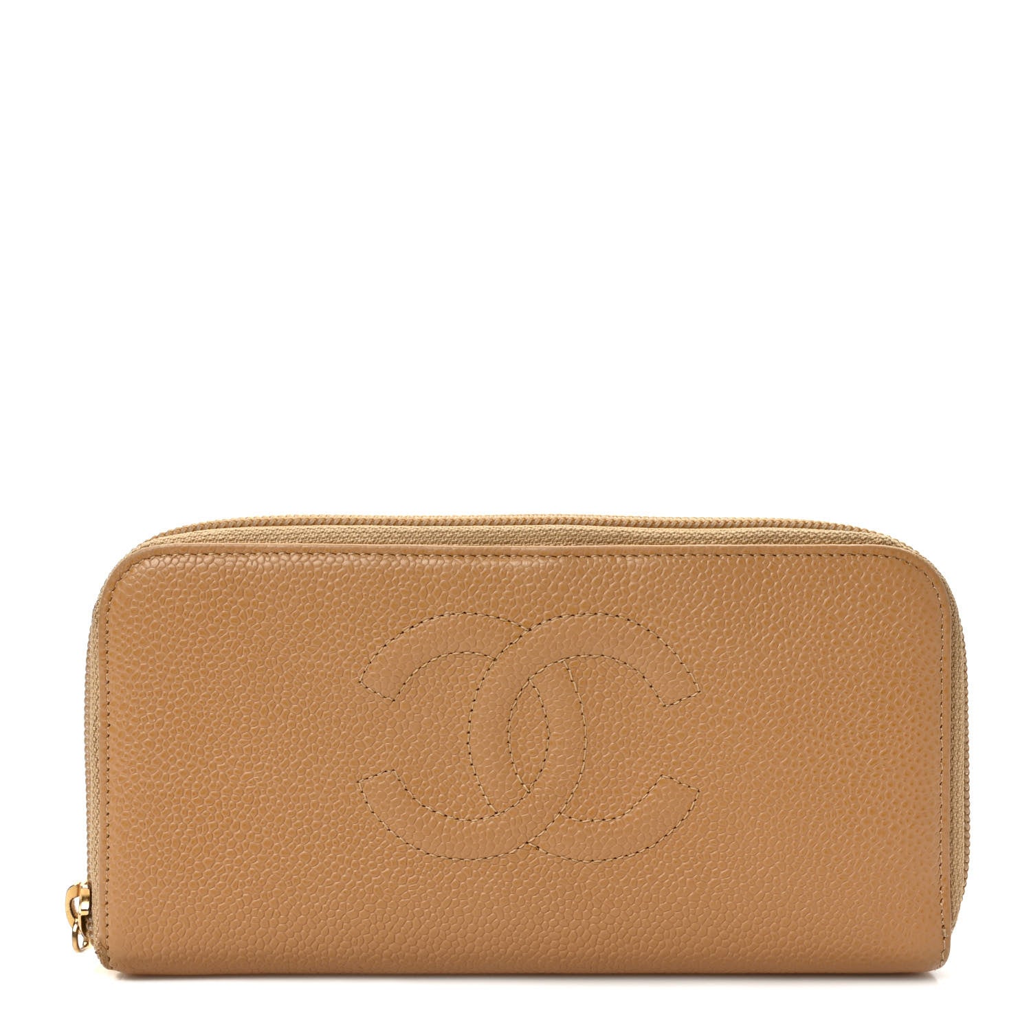 Chanel Caviar Large Timeless CC Zip Around Wallet Beige 1 of 7