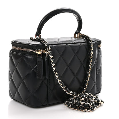 Chanel Lambskin Quilted Small Top Handle Vanity Case With Chain Black 3 of 11