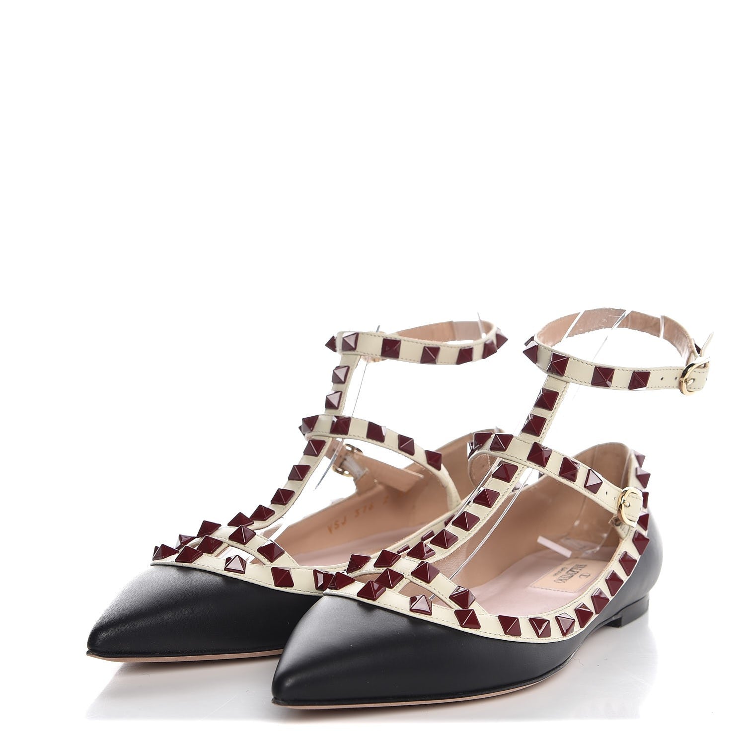 Valentino Garavani Nappa Rockstud Cage Ballerina Flats 36 Black Powder 3 of 8