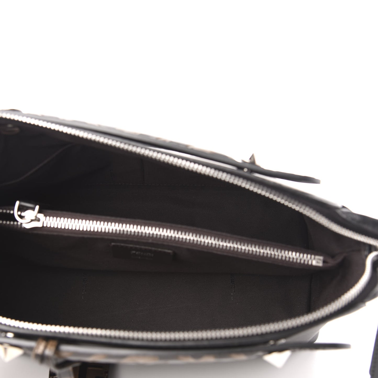 Vitello Dolce Bi-Color FF 1974 Embossed Medium By The Way Boston Bag Black Maya