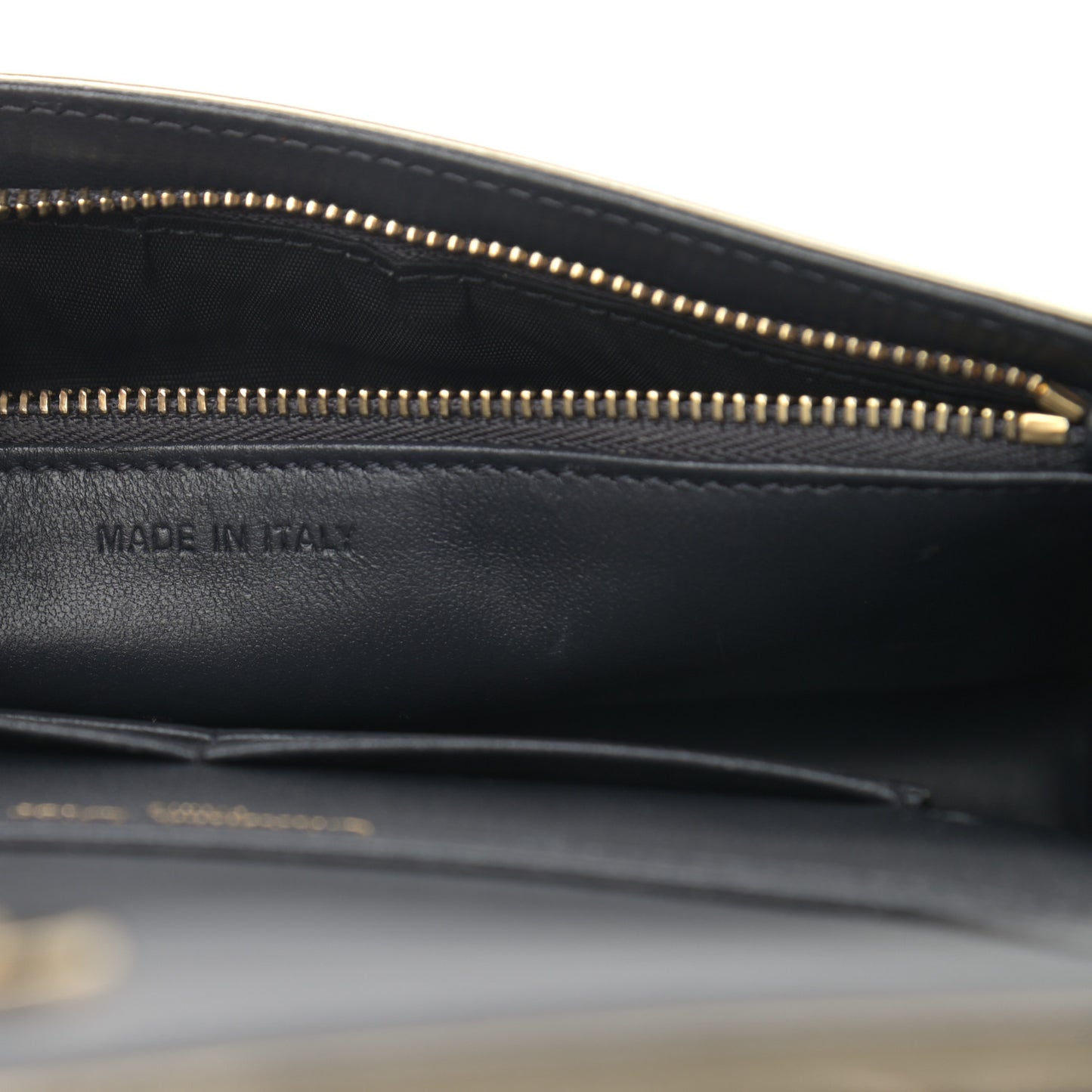 Metallic Patent Micro-Cannage Diorama Wallet on Chain Pouch Gold
