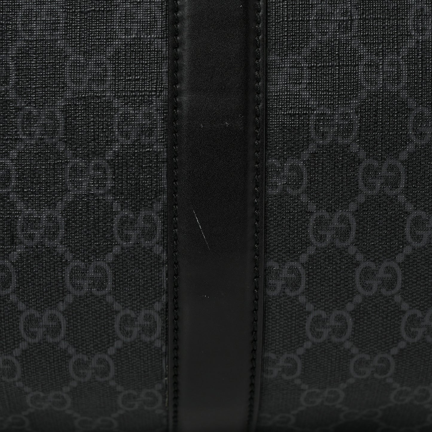 Soft GG Supreme Monogram Appia Calfskin Web Large Carry On Duffle Bag Black Grey