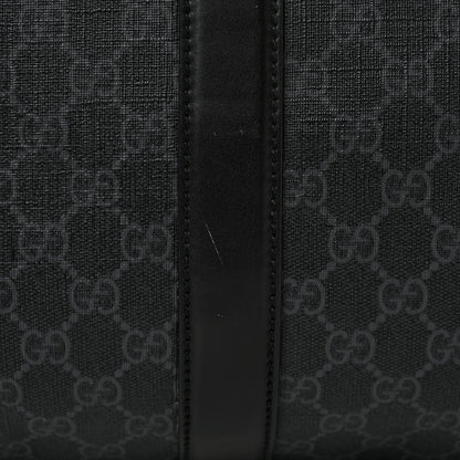 Gucci Soft GG Supreme Monogram Appia Calfskin Web Large Carry On Duffle Bag Black Grey 18 of 23