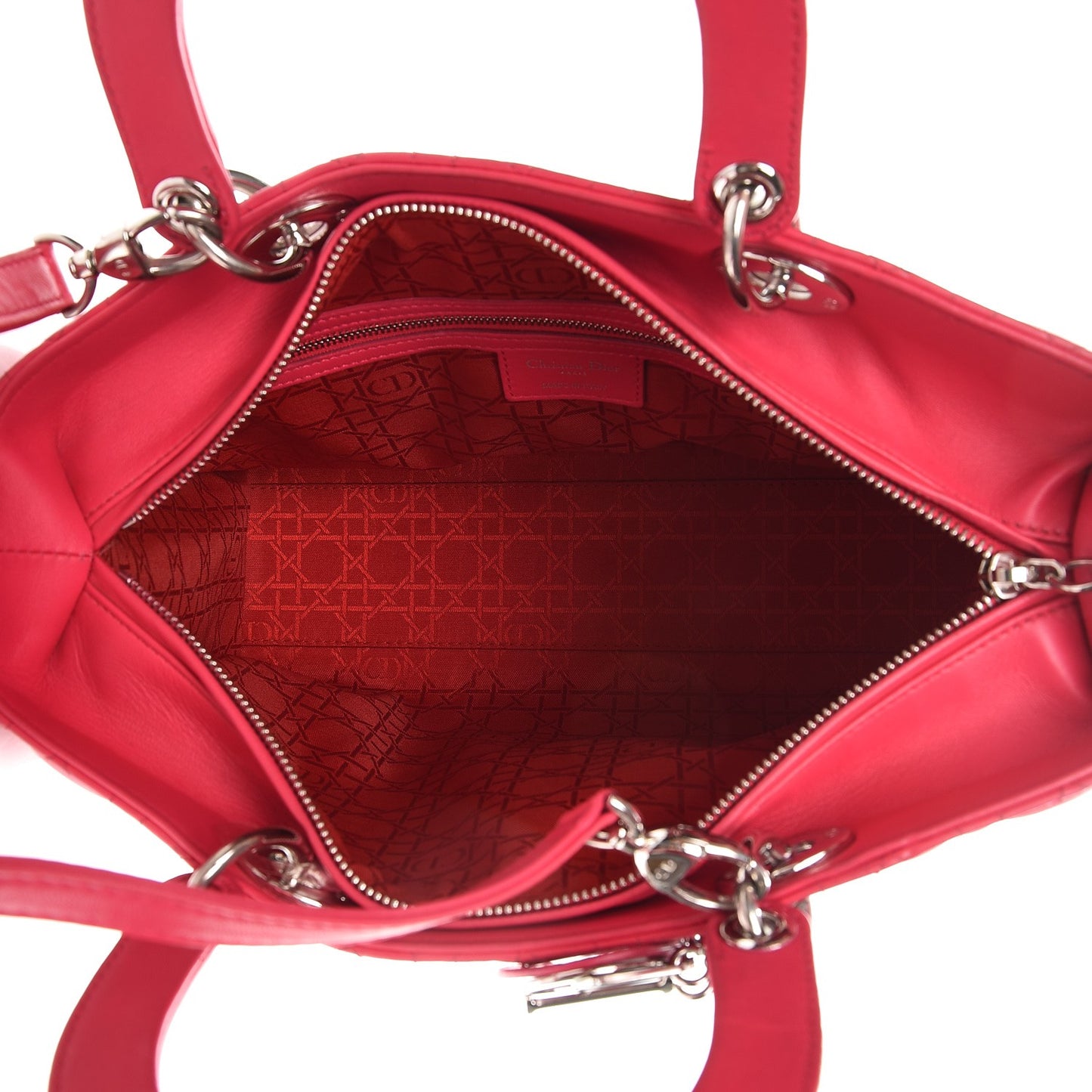 Lambskin Cannage Large Lady Dior Fuchsia