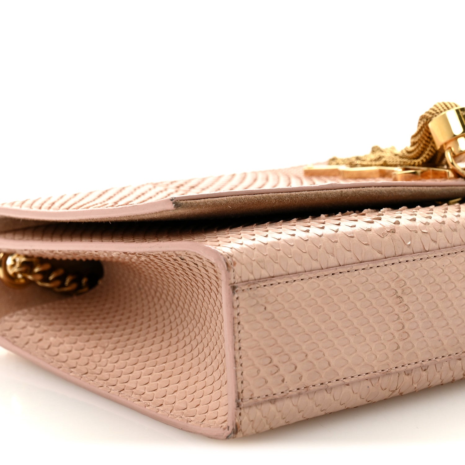 Saint Laurent Snakeskin Medium Classic Monogram Kate Tassel Satchel Beige 8 of 15