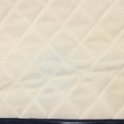 Chanel Lambskin Canvas Quilted CC Drawstring Shoulder Bag Beige Navy 14 of 15