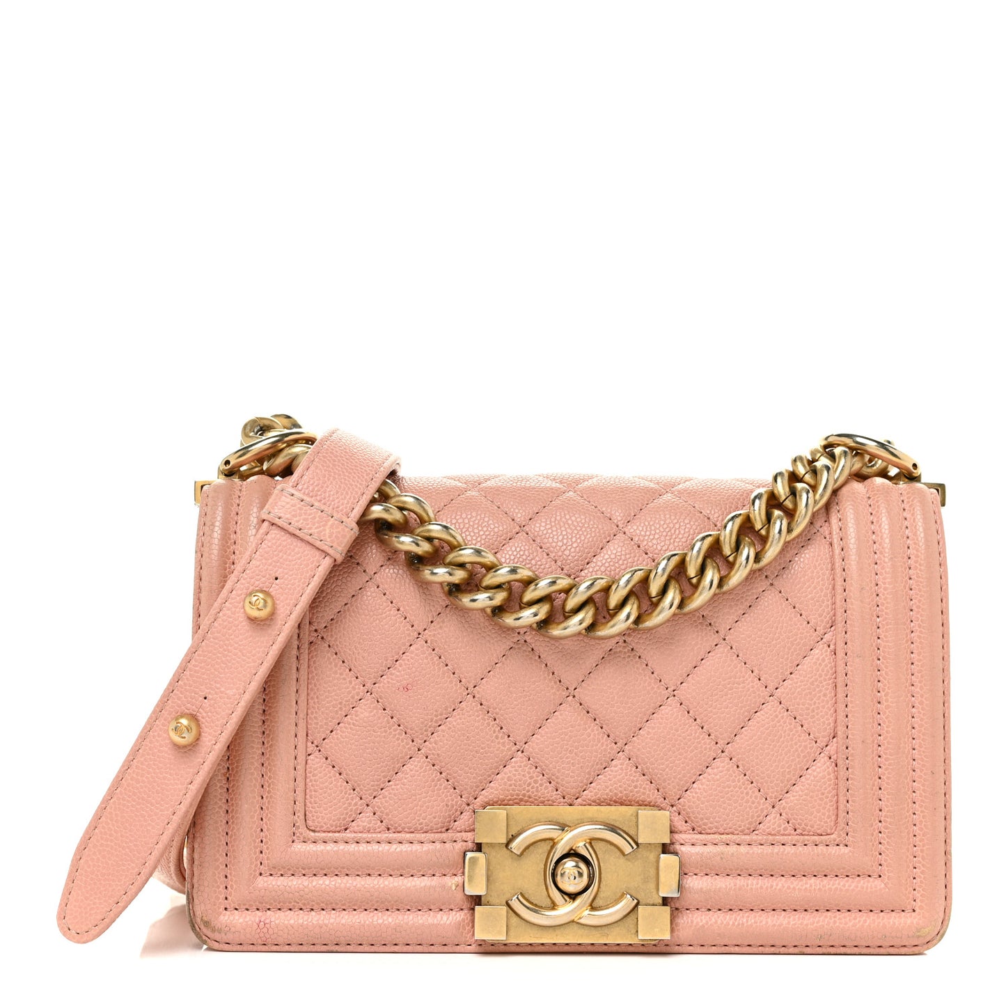 Caviar Quilted Small Boy Flap Pink