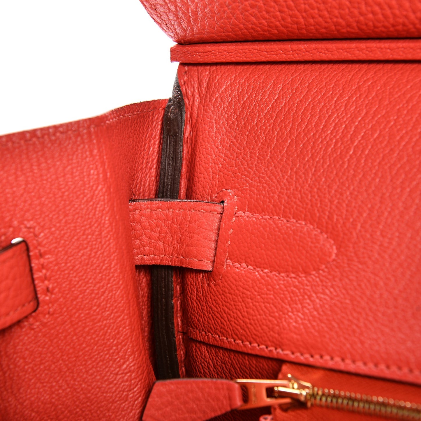 Taurillon Clemence Birkin 35 Rouge Pivoine